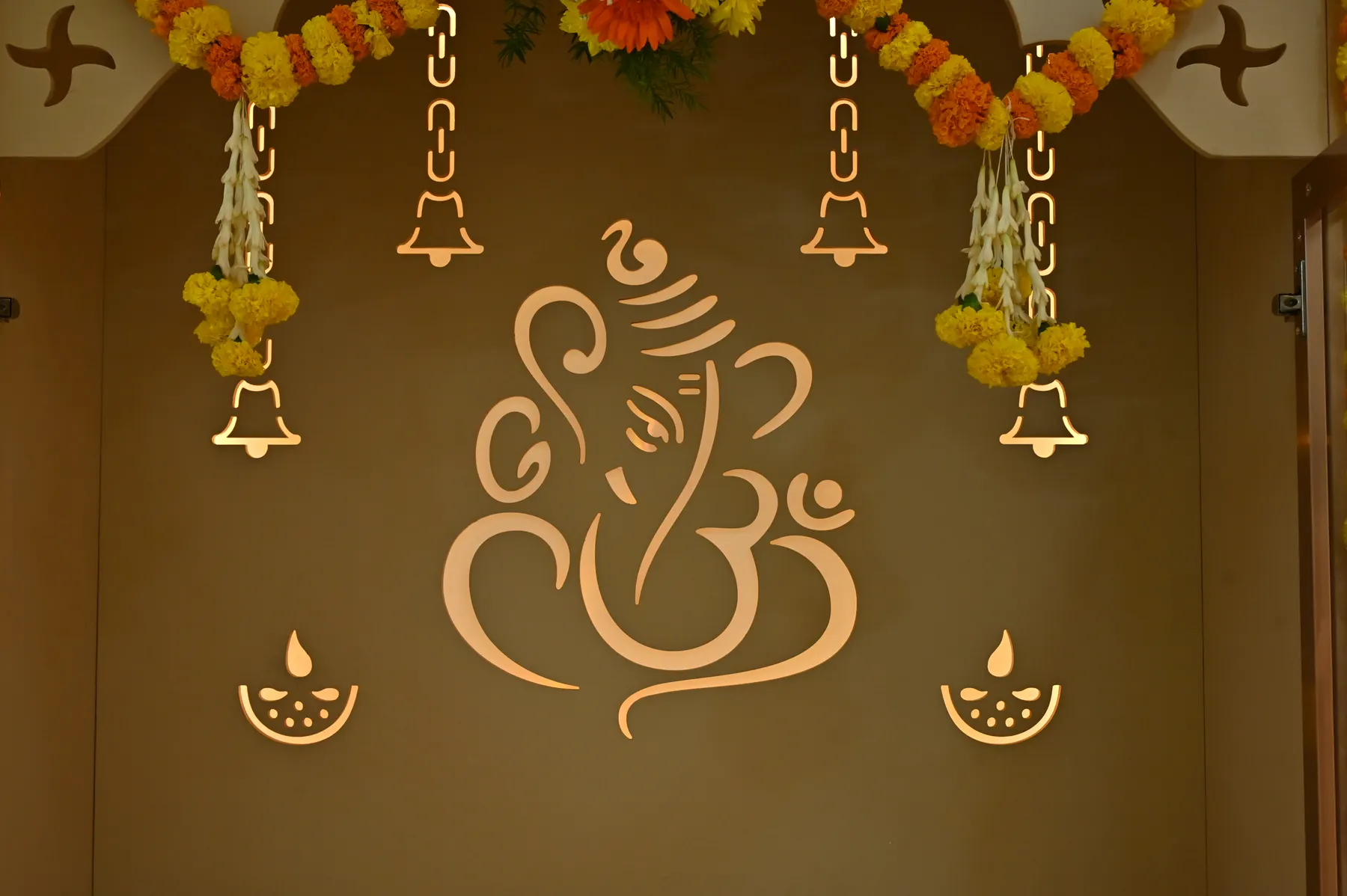 Backlit Ganesha Puja Unit by Nook & Kove, Bengaluru
